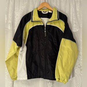 Vintage 1990s V.I.Petites Colorblock Windbreaker Jacket Black Yellow White 16P
